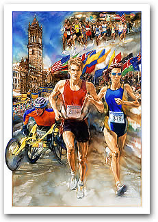 2003 Boston Marathon painting by Andrew Yelenak 