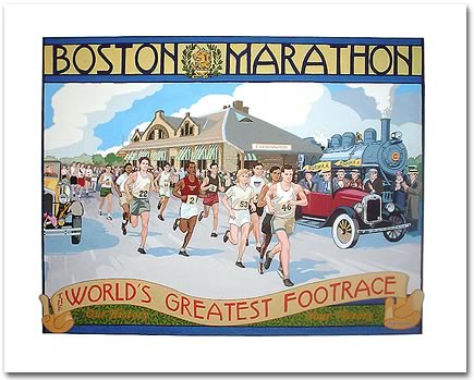 2003 Boston Marathon painting by Andrew Yelenak 